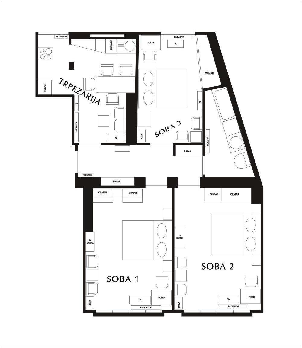 Slika 1 - Cvijiceva 80, Trosoban stan za izdavanje, 68m2, 690€